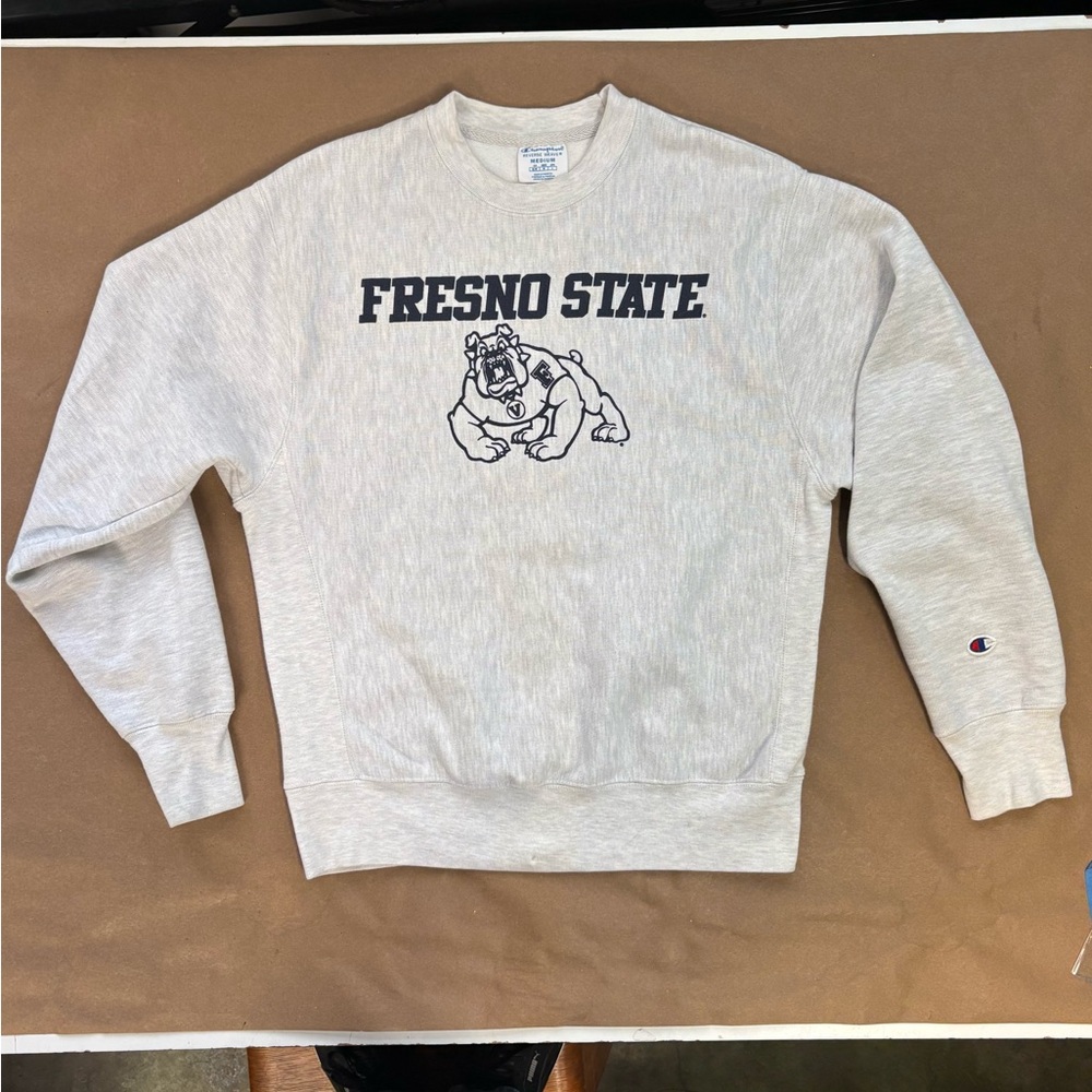 Fresno State crew neck sweatshirt, champion reverse weave tag
